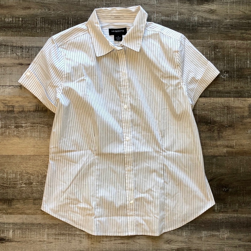 Liz Claiborne Career Stripped Button-up Blouse